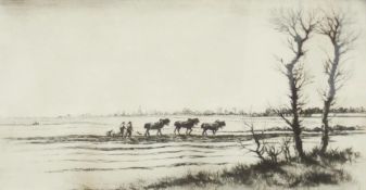 Etching
After Douglas McLeod
Team of three horses ploughing in farm landscape together with 
Print