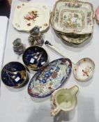 A pair Mason's ironstone china graduated jugs, Tuscan china bowls, Royal Doulton plates decorated