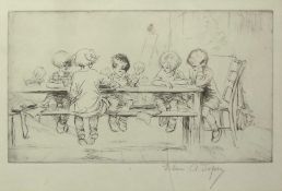 Etching
Eileen Alice Soper (1905-1990)
"The School", children sitting around a table, signed in