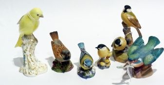 A Royal Worcester bird No.2665, Royal Worcester "Kingfisher", "Coaltit" and three others (6)