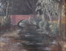 Oil on board
Maurice Frederick Codner (1888-1958)
River landscape with bridge, 32 x 42 cms