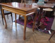 A walnut rectangular top side table on cabriole legs, length 80cms, together with mahogany