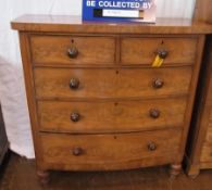 A Victorian mahogany bow front chest of two short and three long graduated drawers raised on