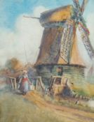 Watercolour drawing
Fred Richards (late 19th C/early 20th C)
Windmill with peasant and woman