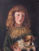 Oil on canvas 
Mabel Holmes-Pegler 
Portrait of child holding dog, 52cm x 46cm together with 
two