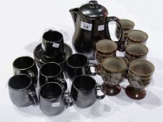 A Prinknash pottery part tea service and set of six pottery wines (20)