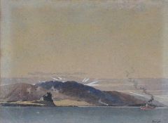 Watercolour drawing
Fred Jay Girling
Steamer passing Duart Castle, signed, see verso for details,