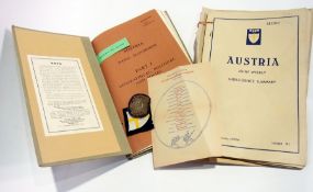 A quantity of WWII documents including Austrian joint weekly intelligence summaries, badges,