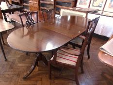 A mahogany pedestal dining table, 212cm long, 99cm wide and four Chippendale-style chairs (5)