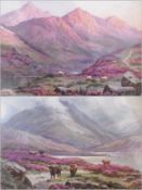 Pair of oils on canvas
Edgar Longstaffe (1849-1912) 
Isle of Sky highland scene with sheep and