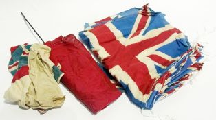 A quantity of Union Jack bunting, red ensign and other flags