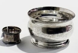 20th century silver pedestal bowl, 7oz approx. and a napkin ring