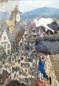 Chromolithographs
After Hansi (18751951)
Three town scenes with celebrating figures - Dambach,