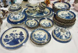 A quantity of Booth's "Real Old Willow" pattern part dinner service to include:- meat plates,