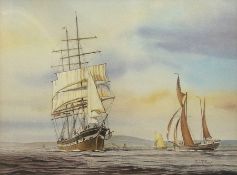 Watercolour drawing
R J Tilley
Sailing ships, signed, 30 x 40
