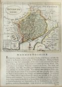 Hand coloured engraved bookplate of Monmouthshire with description together with hand coloured print