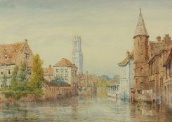 Watercolour drawing
Continental city river scene 26 x 36cms