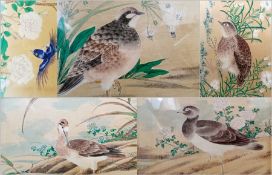 Set of 4 Chinese watercolour drawings
Late 19th Century
Various bird's among foliage and flowers,