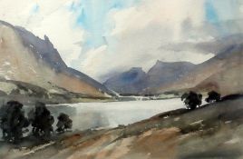 Watercolour drawing
Aubrey Phillips (b.1920)
Lakeland landscape scene - Tallylyn Lake, Snowdonia,