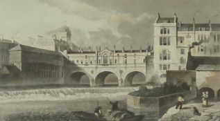 Six coloured engravings 
After T H Shepherd
Various views of Bath to include:- "Bath Abbey