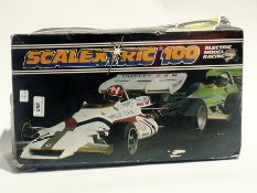 Scalelectrix 100 electric motor racing set, with track, transformer, cars etc.