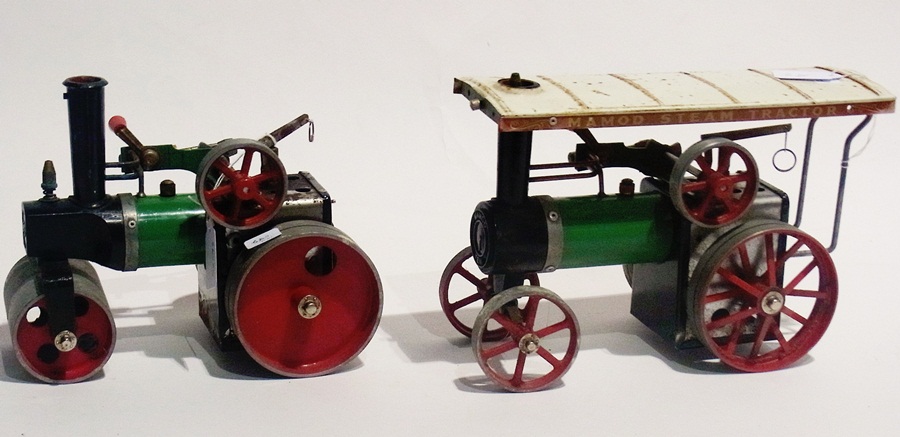A Mamod steam traction engine together with a Mamod steam roller