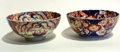 Two large Imari porcelain bowls (one af)