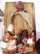 New Zealand composition doll marked "Lands", Wellington, NZ in Maori dress and three small Spanish