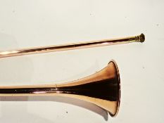 Two copper and brass coaching horns