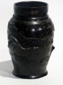 A late nineteenth century/early twentieth century Japanese bronze vase, shouldered ovoid and