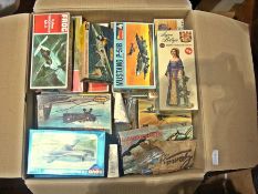 A large quantity of boxed plastic construction kits to include:- Airfix, Monogram, Frog etc.