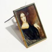 An early 20th century painting on ivory 
Initialled "JM" 
"Clarissa", Salom 1906
Half length