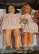 A collection of large hard plastic dolls to include an Ideal "Penny Playmate" doll, 32-E.L,