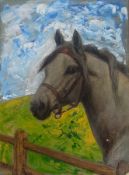 Oil on board
Mabel Holmes Pegler
Horse looking over fence and 
A framed picture of a Cullie 'Element