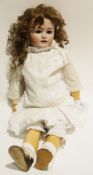 Simon & Halbig (76) bisque-head doll with sleeping brown eyes, open mouth, pierced ears, composition