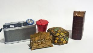 Various items including decorative papier mache box, travelling set of tumblers, quantity of