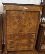 19th century walnut Empire-style secretaire abattant, the fall-front opening to an arrangement of