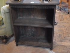 20th century oak two-tier freestanding bookcase with circular handles to sides, 61cm wide