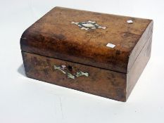 A Sorrento Ware marquetry puzzle box, the inlaid top depicting dancing figures together with a
