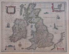 17th century handcoloured map
Blaeu 
"Magnae Britanniae et Hiperniae Tabula", 41cm x 53cm 
John