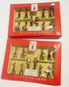 Britains models of three Lifeguards, (2 boxes), the Scots Guard Piper Band and the Scotsguard's