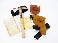 A fireman's axe, a A-type branch black pistol holster and two fire service manuals    Condition