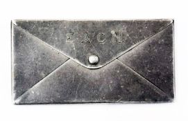 An early 20th century silver card holder in the shape of an envelope, Birmingham 1912, maker H.J.