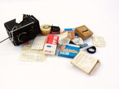 A Rolleiflex 738 camera with twin lens, a quantity of flash bulbs and original receipt (1 box)