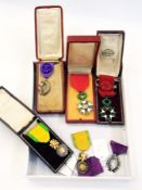 Two WWI French Legion D'Honneur in original case (1 af), two Palmes Academiques, two Medailles