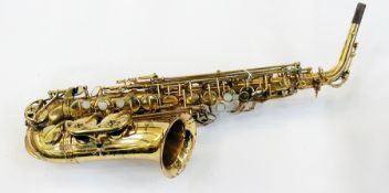 A brass plated saxophone   Condition Report  Please contact the Auctioneer for details regarding
