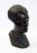 African carved hardwood bust, male head, possibly Benin    Condition Report  Please contact the