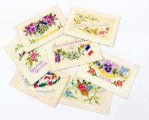 A quantity of embroidered postcards to include:- Christmas, friendship, my dearest sister and unused
