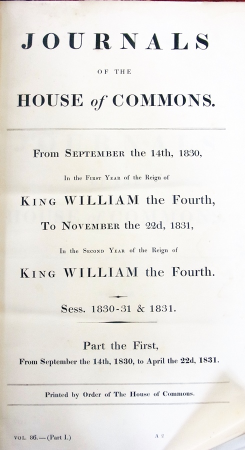 "Journals of the House of Commons, From the reign of King George III and King George IV" circa - Image 2 of 2