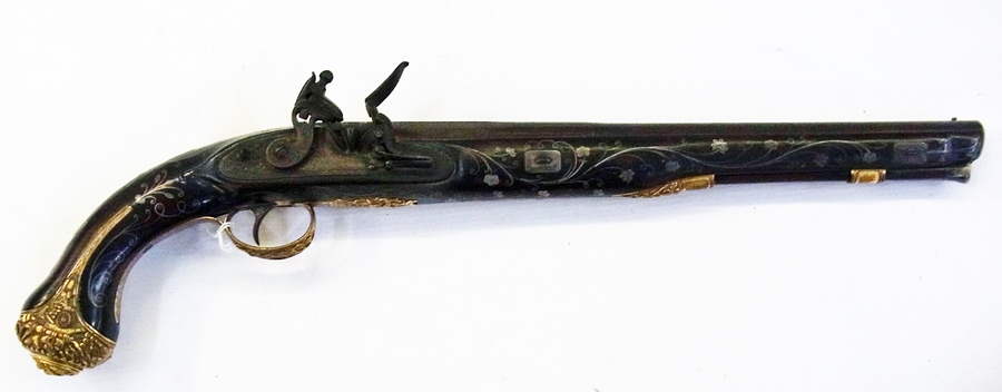 Late 18th century flintlock pistol, the barrel stamped "W.Parker" Maker to His Majesty, Holborn,